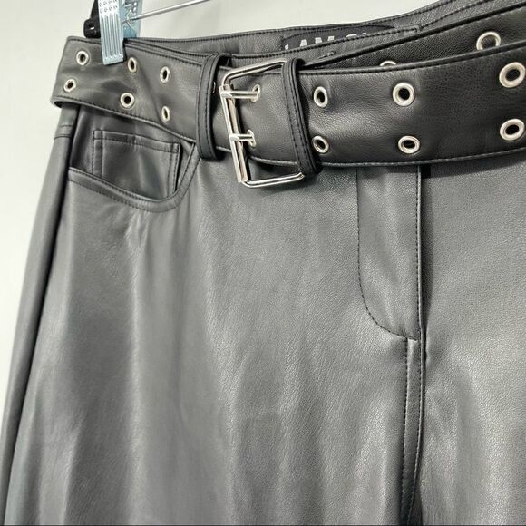 I.AM.GIA  Black Wide Flare Leg High Rise Vegan Leather Stretch Pants X Large - Picture 4 of 8